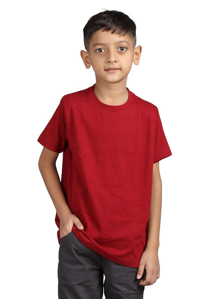 Plain Maroon Hip-Hop Half Sleeve Cotton Boy's T-Shirt