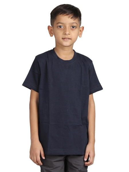 Plain Navy Blue Hip-Hop Half Sleeve Cotton Boy's T-Shirt