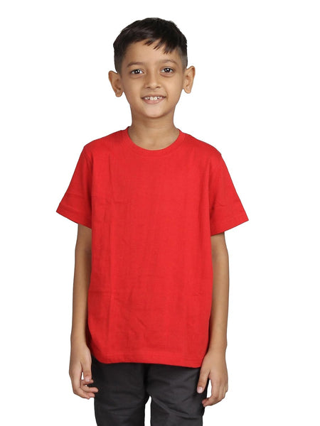 Plain Red Hip-Hop Half Sleeve Cotton Boy's T-Shirt