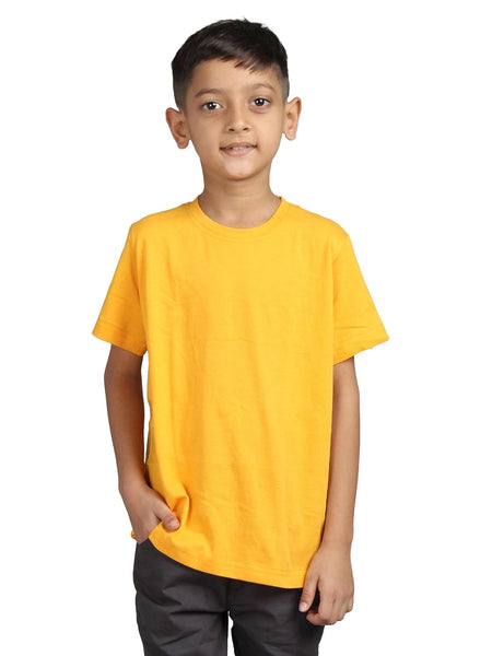 Plain Yellow Hip-Hop Half Sleeve Cotton Boy's T-Shirt