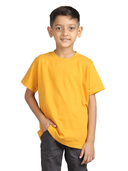 Plain Mustard Hip-Hop Half Sleeve Cotton Boy's T-Shirt