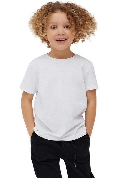 Boys White Half Sleeves Cotton T-Shirt