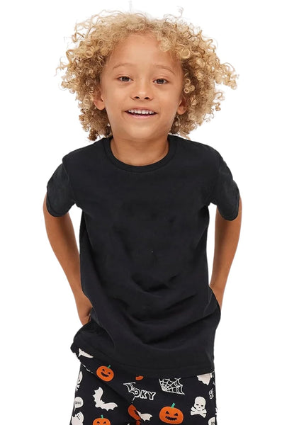 Boys Black Half Sleeves Cotton T-Shirt