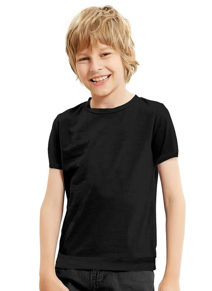 Solid Plain Black Cotton Kids T-Shirt