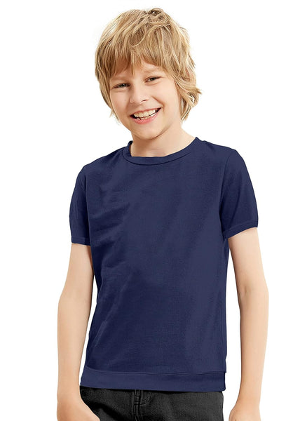 Solid Plain Navy Blue Cotton Kids T-Shirt