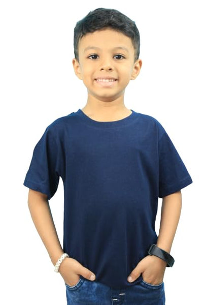 Boys Kids Navy Blue Half Sleeve T-Shirt