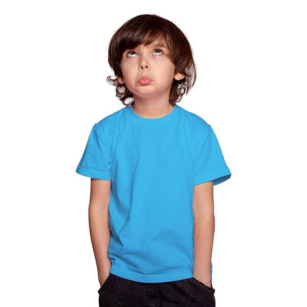 Cotton Plain Round Neck Blue T-Shirts