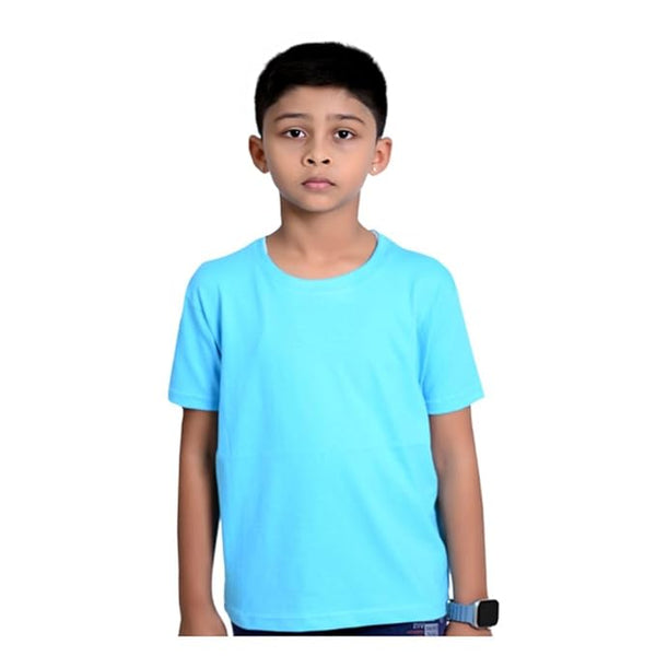 Boy Pure Cotton Plain Aqua Blue T Shirts