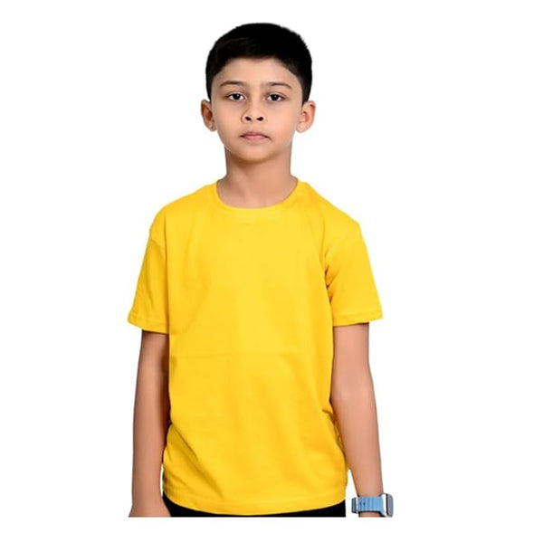 Boy Pure Cotton Plain Mustard Yellow T Shirts