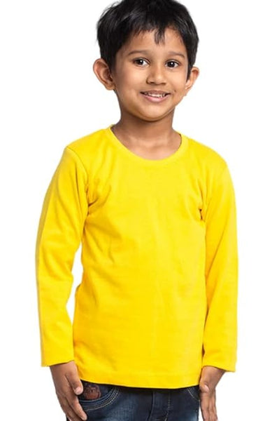 Boys Full Sleeve Premium Cotton Yellow T-Shirts