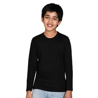 Boys Black Cotton Full Sleeve Solid Tshirt