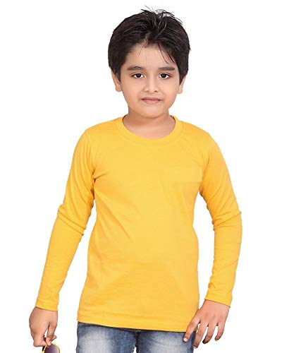 Unisex Plain Full Sleeves Yellow T-Shirt