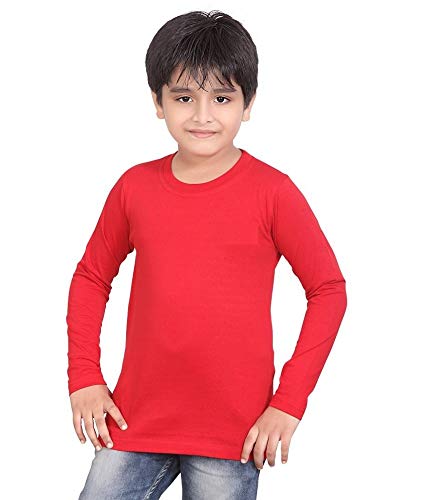 Unisex Plain Full Sleeves Red T-Shirt