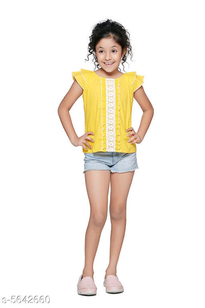 Pretty Stylish Yellow Girls Tops & Tunics