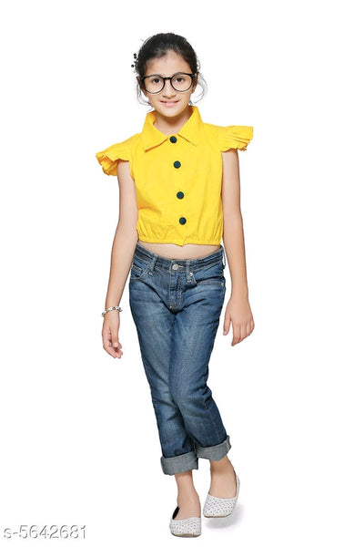 Pretty Stylish Girls Yellow Tops & Tunics