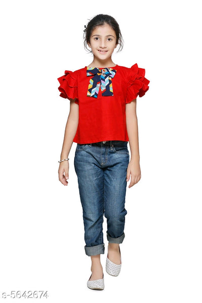 Pretty Stylish Red Girls Tops & Tunics