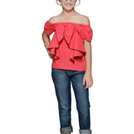 Pretty Stylish Coral  Girls Tops & Tunics