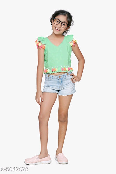 Pretty Stylish Light Green Girls Tops & Tunics