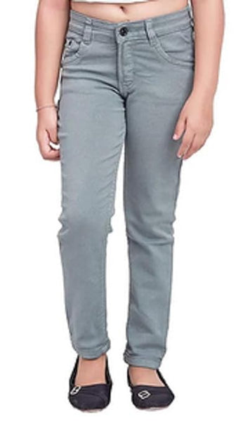 Best Grey Stretchable Denim Girls Regular Fit Jeans