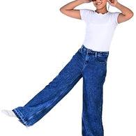 Blue Wide Leg high Waist Flared fit Denim Jeans