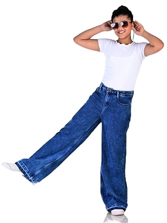 Blue Wide Leg high Waist Flared fit Denim Jeans