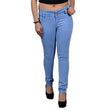 Blue Slim Fit Girls Plain 2 Button Casual Denim Jeans