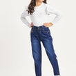 Kids Dark Blue Girls Regular Fit Jeans