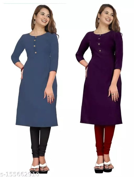 Classic Multi Crepe 3/4 Sleeves Combo Kurta