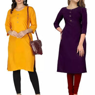 Multi Crepe 3/4 Sleeves Combo Kurta