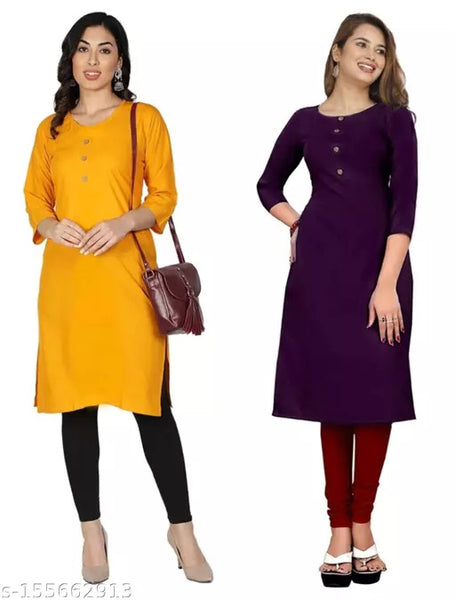 Multi Crepe 3/4 Sleeves Combo Kurta