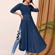 Stylish Blue Women Georgette A-Line Kurti