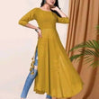 Classy Yellow Women Georgette A-Line Kurti