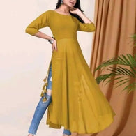 Classy Yellow Women Georgette A-Line Kurti