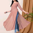 Classic Pink Women Georgette A-Line Kurti