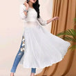 Classy White Women Georgette A-Line Kurti