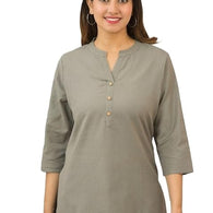 Grey Women Cotton Short Length Kurtis