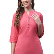 Peach Women's Cotton Short Kurti