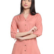 Pink Women's Rayon Solid Top Kurti