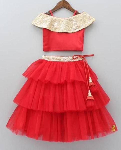 Best Cotton Red Girls Lehanga Choli Set