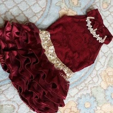 Maroon Braso Net Satin and Cotton Frocks