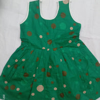 Green Polka Dot Printed Kids Dress