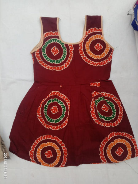 Maroon Printed Kids Dress