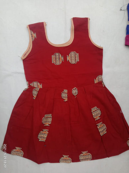 Stylish Maroon Printed Kids Dress