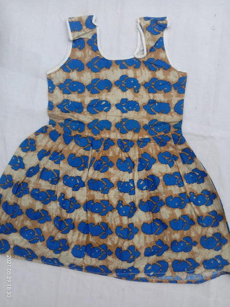 Classic Blue Printed Kids Dress