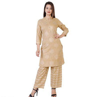 Stylish Cream Floral Printed Women Kurta Sets