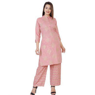 Stylish Pink Floral Printed Women Kurta Sets