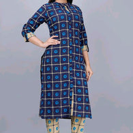 Chitrarekha Voguish Navy Printed Women Kurta Sets