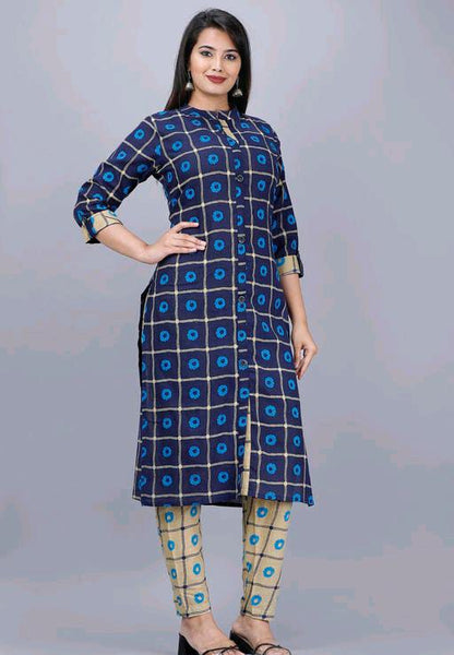 Chitrarekha Voguish Navy Printed Women Kurta Sets