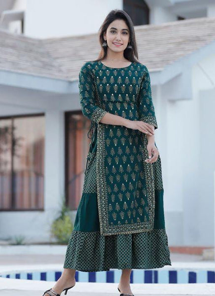 Alisha Petite Green Printed Kurtis