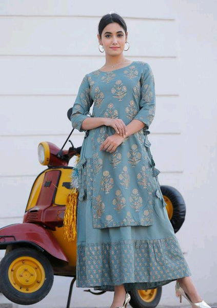 Alisha Petite Grey Printed Kurtis